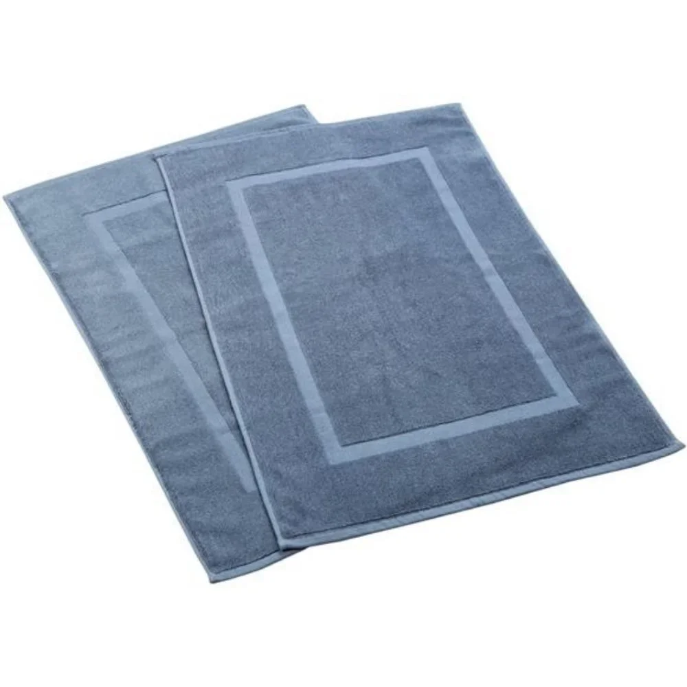 (2 Pack, Blue, 21 Inch by 34 Inch) - 100% Ringspun Cotton Bath Mat/Bath Rugs